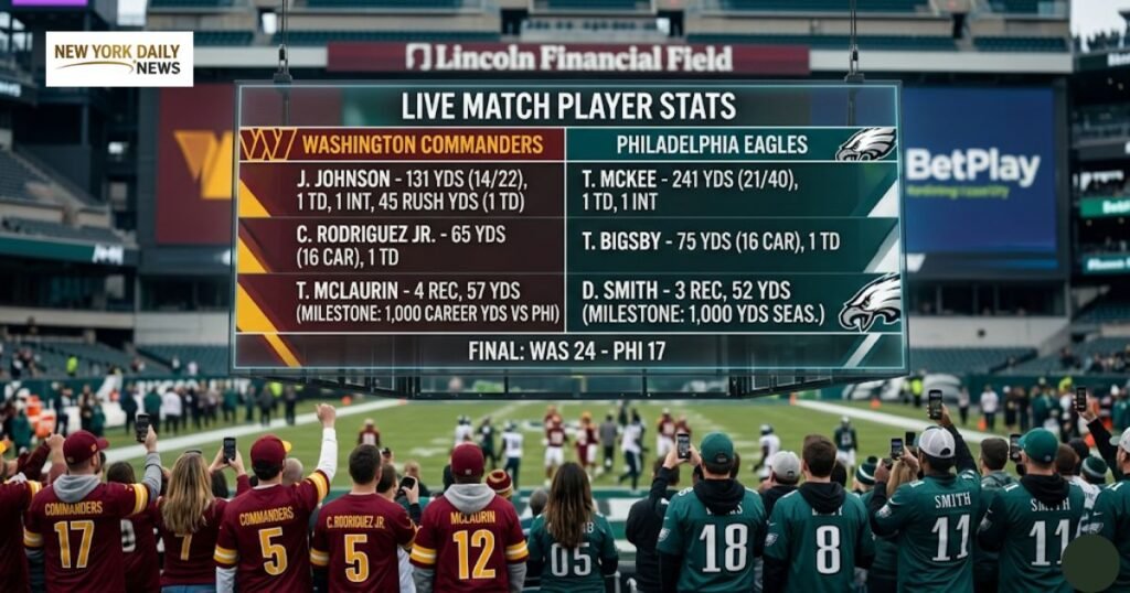 washington commanders vs philadelphia eagles match player stats