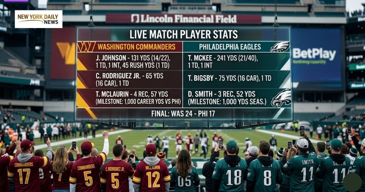 washington commanders vs philadelphia eagles match player stats